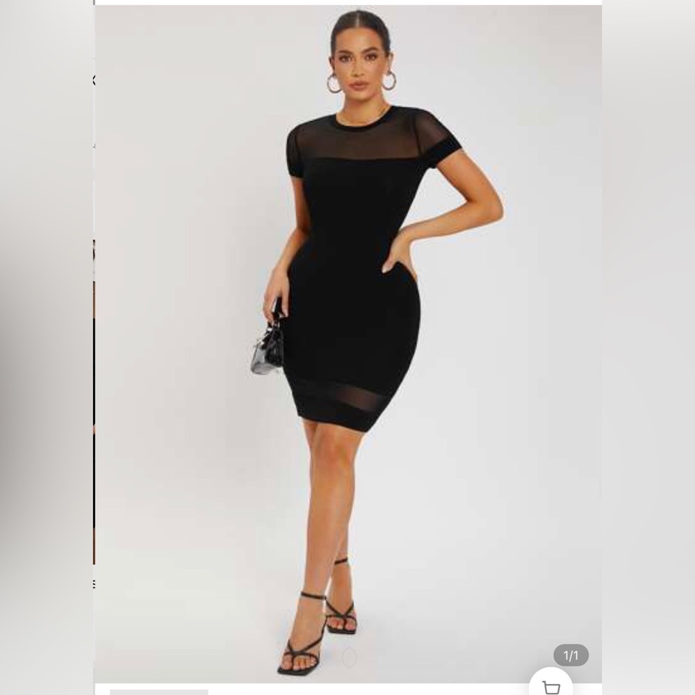 Elegant Black Sheer Panel Dress
